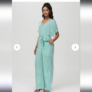 NWT 89th& Madison Green Striped Rayon jumpsuit